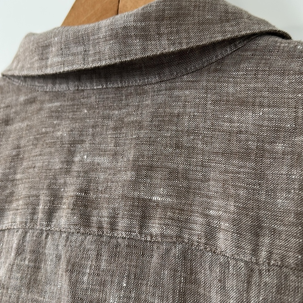 J Jill Love Linen Essential Shirt w Abalone Buttons w MEASUREMENTS! Sz Medium - Picture 9 of 14
